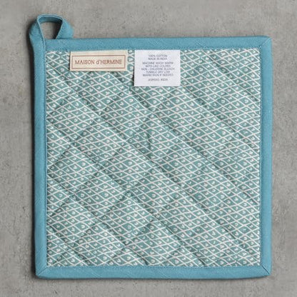 Maison d' Hermine Pot Holders 100% Cotton Potholders (8" x 8", Pack of 1) | Heat Resistant Hot Pads with Loop BBQ Cooking Baking Farmhouse Kitchen Handling Hot Pans Spring Summer - Marquise - color: 001 - Marquise, size: 8" x 8" (Pot Holder Pack of 1)