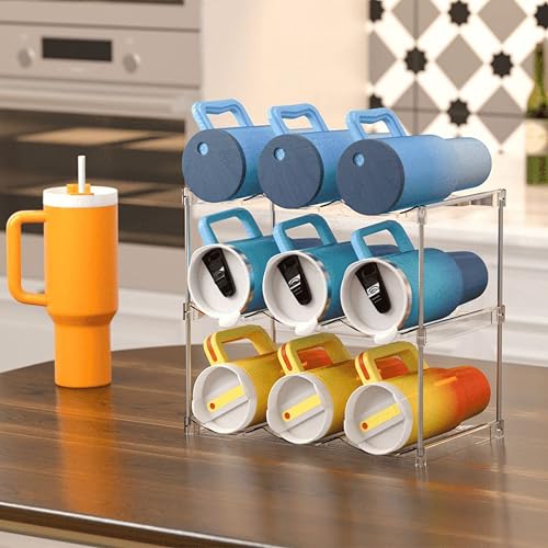 4 Tier Stackable Wine and Water Bottle Holder Free-Standing Fridge Wine Bottle Organizers Clear Plastic Water Bottle Holder for Cabinet,Refrigerator,Pantry,Kitchen Countertops,Holds 12 Bottles - size: 4 Tier-Holds 12 Bottles