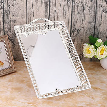 LIFKOME Cake Display Plate Silver Footed Fruit Basket Tray Metal Dessert Display Platter Decorative Snacks Plate Cake Serving Dish Appetizers Platter Tray for Home Party Kitchen