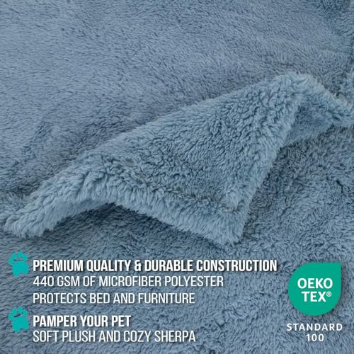 PetAmi Fluffy Sherpa Waterproof Dog Blanket for Medium Pet Cat 29x40, Blue - color: Dusty Blue, size: Medium (29x40)