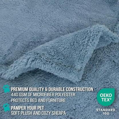 PetAmi Fluffy Sherpa Waterproof Dog Blanket for Medium Pet Cat 29x40, Blue - color: Dusty Blue, size: Medium (29x40)