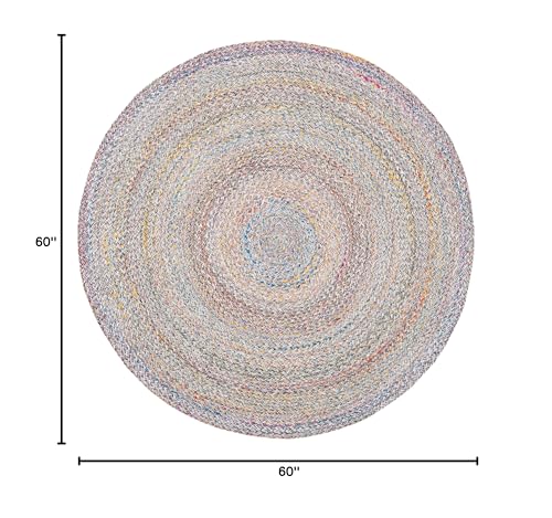SAFAVIEH Cape Cod Collection Area Rug - 5' Round, Blue & Green, Handmade Braided, Ideal for High Traffic Areas in Living Room, Bedroom (CAP224Y) - color: Blue/Green, size: 5' (Round)