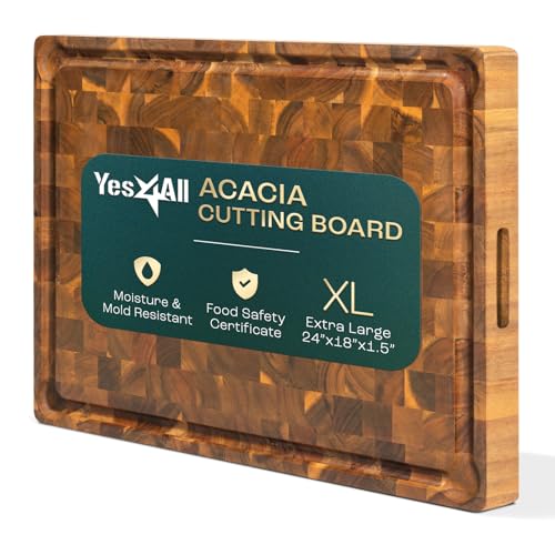 Yes4All Extra Large Acacia Cutting Board, End Grain Board, 24"x 18"x 1.5" - size: 24"L x 18"W, style: Acacia