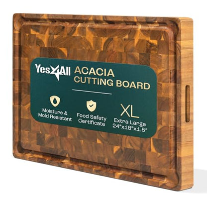 Yes4All Extra Large Acacia Cutting Board, End Grain Board, 24"x 18"x 1.5" - size: 24"L x 18"W, style: Acacia