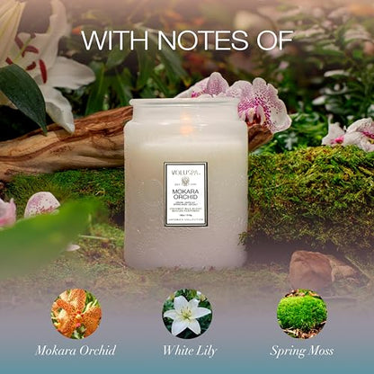 Voluspa Mokara Orchid Large Scented Candle Jar 18 Oz, 100 Hr Burn | Vegan Coconut Wax Blend With Natural Wick, USA Poured Gift for Hosts, Fragrance Lovers, Relaxed Rooms & Daily Ambience Use - color: 7 - Mokara Orchid