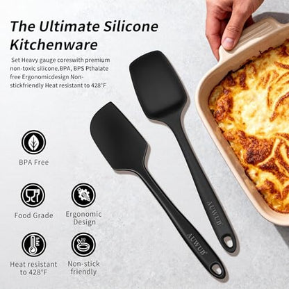 5PCS Silicone Kitchen Utensils Set, Heat Resistant Spatula Set | Cooking Tools Made of Food Grade BPA Free Silicone, Heat Resistant Design Protects Nonstick Cookware for Everyday Meals - color: Black