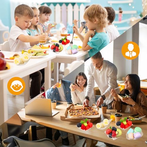 200 Pcs Mini Appetizer Plates Dessert Cups Set, Plastic Party Trays | Disposable Tasting Serveware for Weddings Events Birthday, Gold,6 Shapes with 50 Spoons 50 Forks 100 Plates,Lightweight