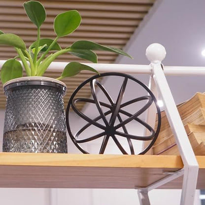 DreamsEden Metal Geometric Sphere Sculpture - 6.3" Modern Black Table Decor for Living Room, Shelf, Desk