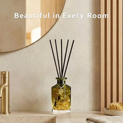 Reed Diffuser Set,Jasmine Mint Luxury Scented Diffuser with Sticks Long Lasting Home Fragrance for Bathroom Shelf Decor 6.09 fl oz (180ml)