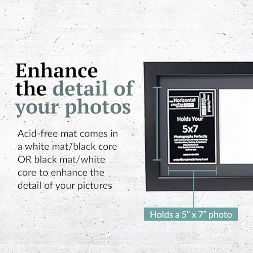 Creative Letter Art - 7 Opening 5x7 Black Picture Frame with 10x40-inch Black Mat Collage including Full Strength Glass, Alphabet Photography - color: 7 opening, size: Black w/ Black