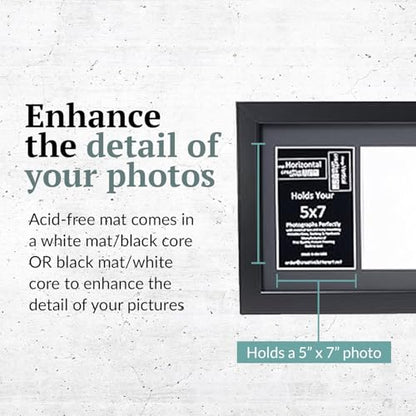 Creative Letter Art - 7 Opening 5x7 Black Picture Frame with 10x40-inch Black Mat Collage including Full Strength Glass, Alphabet Photography - color: 7 opening, size: Black w/ Black