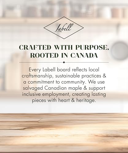 Labell Canadian Maple Wood Cutting Board with Handle, 8 x 16 x 0.75 in | Charcuterie Serving Board, Stain Resistant, Flat Paddle, for Meat, Cheese, Veggies - size: Extra-Large (8" x 16")