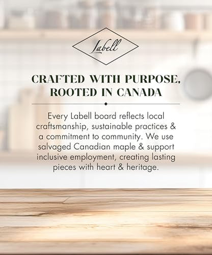 Labell Canadian Maple Wood Cutting Board with Handle, 8 x 16 x 0.75 in | Charcuterie Serving Board, Stain Resistant, Flat Paddle, for Meat, Cheese, Veggies - size: Extra-Large (8" x 16")