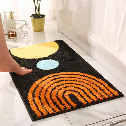 Boho Bath Mats Non-Slip Microfiber Geometric Bathroom Rugs Soft Fluffy Bohemian Bath Rugs Washable for Bathroom, Shower, Sink, Tub, Entry Rug, 31''×20'', Dark Grey - color: E Bohemian