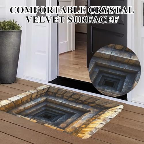3D Optical Illusion All-Weather Doormat,Front Door Mat Indoor Outdoor Entrance, Easy Clean Patio Porch Entryway Mat, Optical Illusion Rug Ground Crack Illusion Rug 3D Rugs,（size-32 * 48in ）