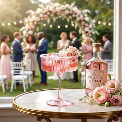 Ciaell 12 Pack Pink Plastic Martini Glasses for Bars Parties | 10 oz Pink Ribbed Coupe Cups, Heavy Duty Plastic, Cocktails Whiskey Margaritas Wine for Weddings Outdoor Gatherings Dinners - color: Pink
