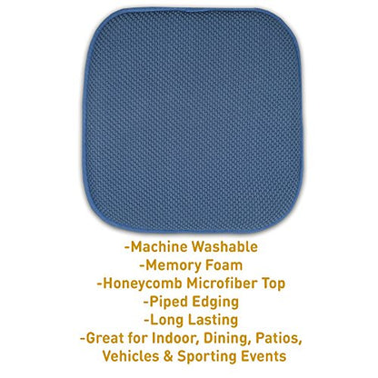 4 Pack Memory Foam Honeycomb Nonslip Back 16" x16" Chair/Seat Cushion Pad, Blue - color: Blue, size: 4 Pack