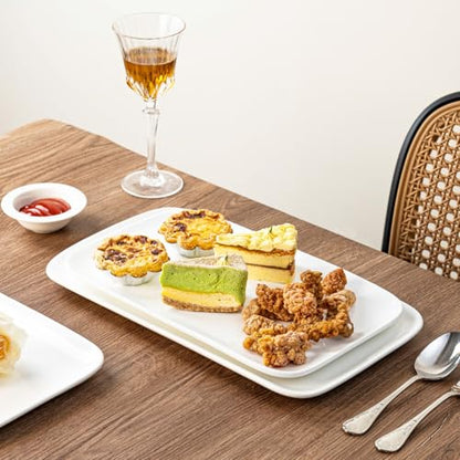 White Serving Platters Set of 2 – 13.5 Inch Rectangular Serving Platters, Large Porcelain Serving Platters for Party, Appetizers, Sushi, Steak & Dessert - size: Rectangular 13.5in