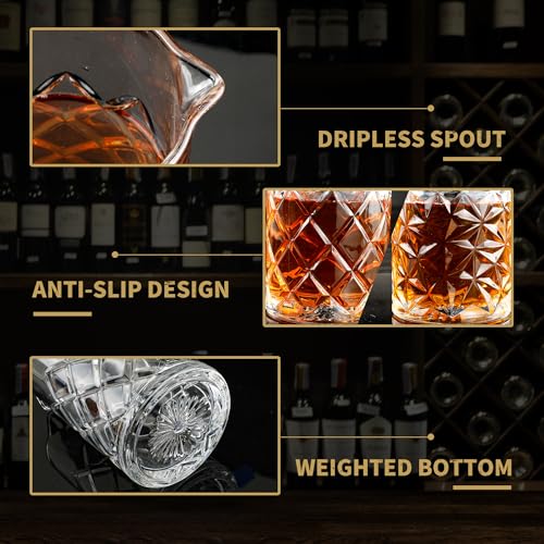 24 Oz Cocktail Mixing Glass Stirring Glasses for Whiskey Cocktail Mixing Shaker Glass Martini Old Fashioned Crystal Bar Set 700ml 2PCS - style: Lattice/ Ice Flowers