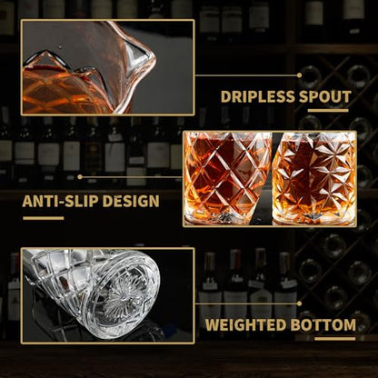 24 Oz Cocktail Mixing Glass Stirring Glasses for Whiskey Cocktail Mixing Shaker Glass Martini Old Fashioned Crystal Bar Set 700ml 2PCS - style: Lattice/ Ice Flowers