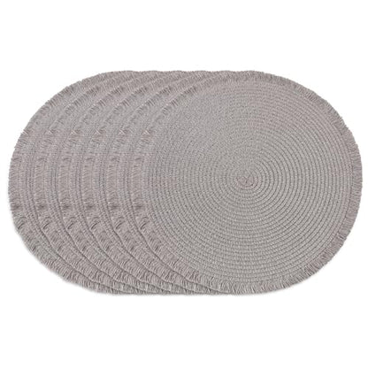 15 Inch Set of 6 Round Braided Woven Placemats Wipeable Paper Heat Resistant Table Mats with Fringe Tassel Boho Indoor Outdoor Table Placemats for Dining Tables (Grey) - color: Gray