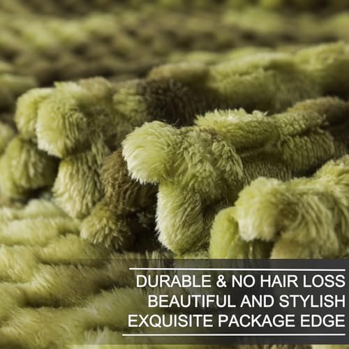Richave Twin Size Fleece Blanket,Premium Lightweight Anti-Static 66x90 Inches 3D Clouds Stylish Jacquard Velvet Plush Bed Blanket for Twin/Twin XL Extra Long Bed, Tie-dye Olive Green - color: Olive Green, size: Twin (90-Inch-by-66-Inch)