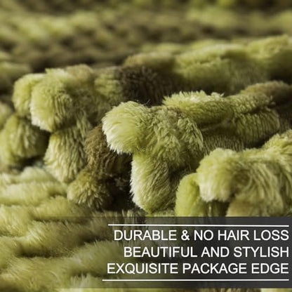 Richave Twin Size Fleece Blanket,Premium Lightweight Anti-Static 66x90 Inches 3D Clouds Stylish Jacquard Velvet Plush Bed Blanket for Twin/Twin XL Extra Long Bed, Tie-dye Olive Green - color: Olive Green, size: Twin (90-Inch-by-66-Inch)