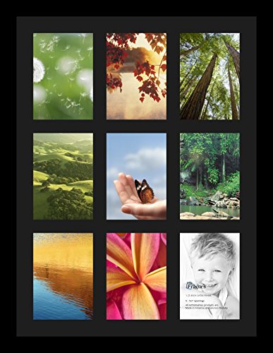 ArtToFrames Collage Photo Frame Single Mat with 9-5x7 Openings with Satin Black Frame and Black mat. - color: 9 - 5x7 - (2144), size: Black