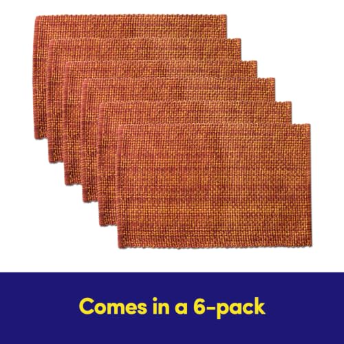 Sweet Home Collection 100% Cotton Placemats for Dining Room Rectangle Two Tone Woven Fabric 13" x 19" Soft Durable Table Mat Set, Set of 6, Rust - color: Rust, size: Rectangle 13" x 19"