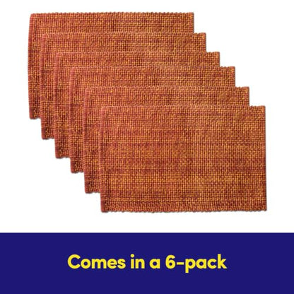 Sweet Home Collection 100% Cotton Placemats for Dining Room Rectangle Two Tone Woven Fabric 13" x 19" Soft Durable Table Mat Set, Set of 6, Rust - color: Rust, size: Rectangle 13" x 19"