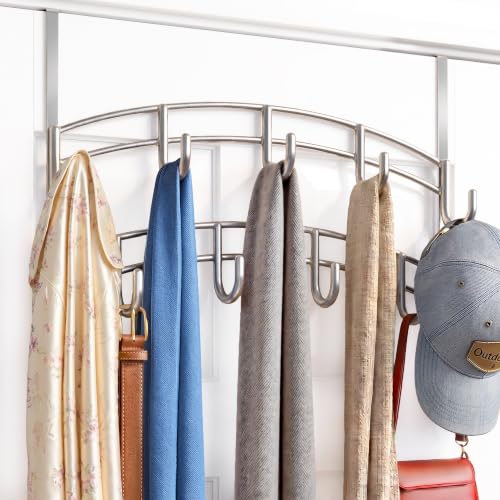 LYNK Professional® Home™ Over the Door Hooks - 9 Hook – Over the Door Coat Rack - Over the Door Hanger - Hanging Towels or Clothes - Bathroom, Bedroom, Laundry Room - Lifetime Ltd. Warranty, Platinum - color: Platinum, size: 9 Hooks Meridian