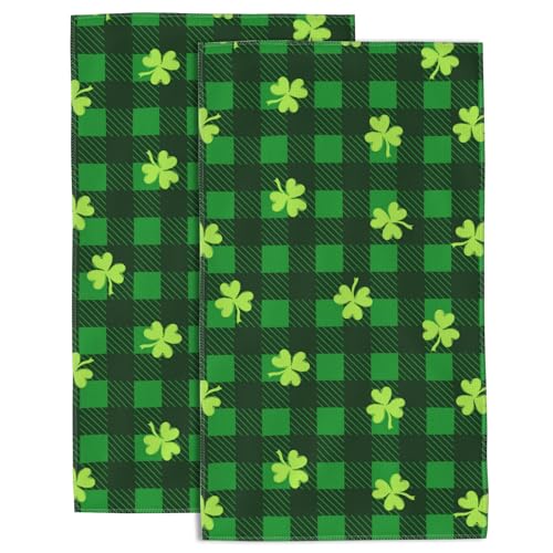 Happy St.Patrick's Day Hand Towel,Lucky Clover Hand Bath Towels Set of 2 Dish Towels Soft Absorbent Decorative Hand Towels for Bathroom Kitchen Yoga Home Decor 14 x 28 in - color: Happy St.patrick's Day