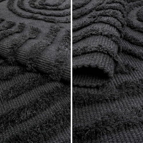 Washable Kitchen Rug 2'x4.3', Dark Grey Boho Bathroom Runner Rugs | Hand-Woven Entryway Rug, Rainbow Bedroom Rug with Tassels, Farmhouse Tufted Bohemian Rugs for Bedside/Laundry/Nursery - color: Dark Grey, size: 2' x 4' (Rectangular)