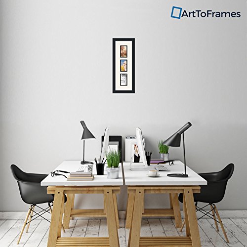 ArtToFrames Collage Photo Frame Double Mat with 3-3x5 Openings and Satin Black Frame - color: Fabric White, size: 3 - 3x5