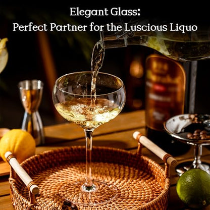 Coupe Glasses Set of 8, 8OZ Hand Blown Crystal Cocktail Martini Glasses for Espresso Martini,Manhattan,Champagne,Suitable for Bar Glassware,Party or Gift
