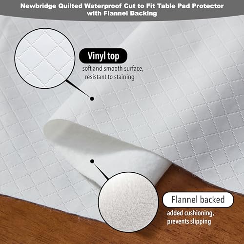 Newbridge Quilted Waterproof Cut to Fit Table Pad Protector with Flannel Backing, Heat Resistant, Wipe Clean, Cushioned Pad Protects Table from Spills and Scratches, 70 Inch Round - size: 70" (Round)