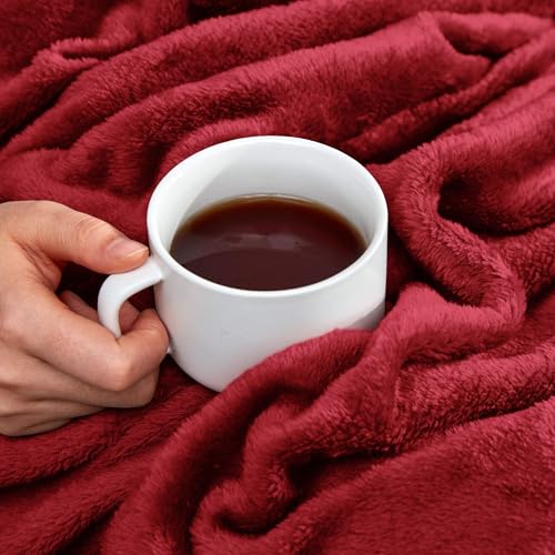 SLEEP ZONE Burgundy Fleece Blanket Super Soft Cozy Throw Flannel Blanket, Lightweight Comfy Fuzzy Blanket Plush Throw Blankets for Couch, Sofa, Bed, Camping, Travel, 50x60Inches - color: Burgundy, size: Throw/Travel (50x60 inches)