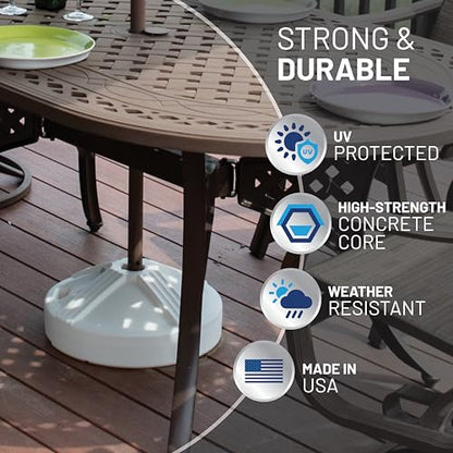 US Weight Durable 50 Pound Fillable Umbrella Base Designed to be Used with a Patio Table - color: White