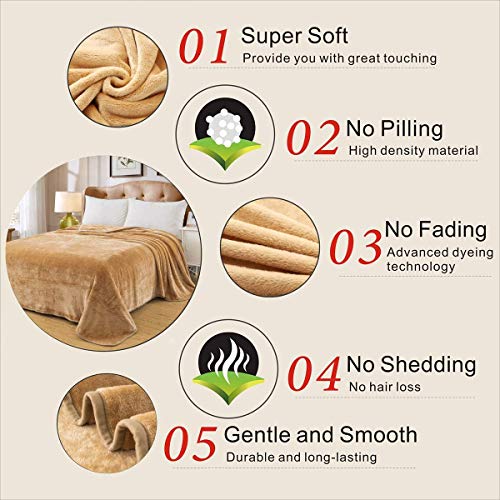 Polar Fleece Blankets Twin Size for The Bed Extra Soft Brush Fabric Super Warm Sofa Blanket 66" x 90"(Camel Twin) - color: Camel, size: Twin (90-Inch-by-66-Inch)