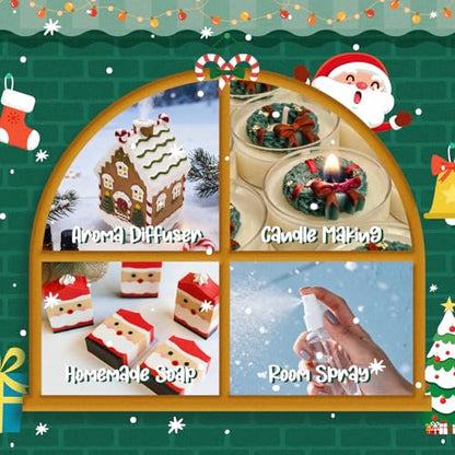 ARVIDSSON Christmas Fragrance Oil Set, Winter Essential Oils for Diffuser, Candle Making - Christmas Spirit, Gingerbread, Apple Cinnamon, Candy Cane, Mistletoe, Holiday Diffuser Oils Gift Set - color: Red