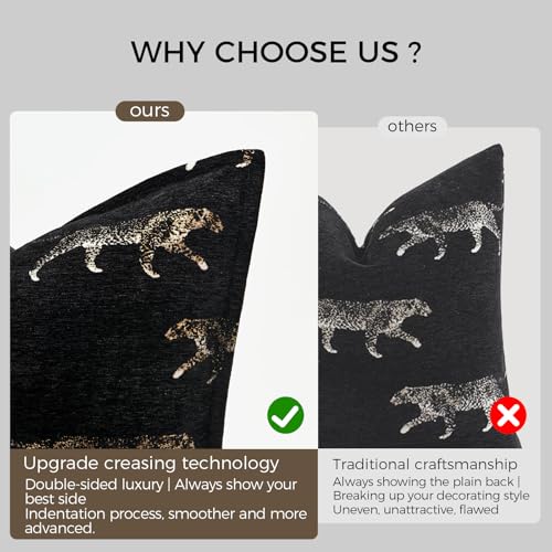 Lumbar Pillow Cushion Cover 12x20, Double Sided Cheetah Pattern Throw Pillow Covers with Hidden Zipper, Leopard Pillow Covers for Bed Couch Sofa Living Room Bedroom - color: Black Leopard 1, size: 20" x 12" (Pack of 1)