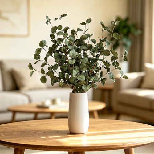 4PCS 22.2Inch Faux Greenery Eucalyptus Stems Leaves Plant for Vase(Green) | soft thin-styrofoam nice-touch natural look easy to adjust suitable for various vases without any maintenance - color: Green