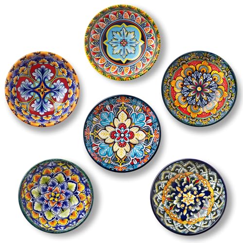 vancasso SIMI 2.7 Oz Ceramic Dipping Bowls Set of 6, Bohemian Sauce Bowls | For Soy Sauce, Sushi, Dips, and Condiments, Microwave and Dishwasher Safe, 3 Inch Mini Dishes, Bohemian Design