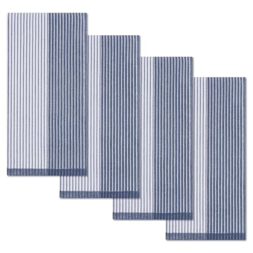 Homaxy Premium 100% Cotton Kitchen Towels 18"x28", 4 Pack, Blue | Large Kitchen Hand Towels, Soft and Absorbent Tea Towel, Dish Towels with Hanging Loops - color: Navy Blue, size: 18 x 28 - 4 Pack