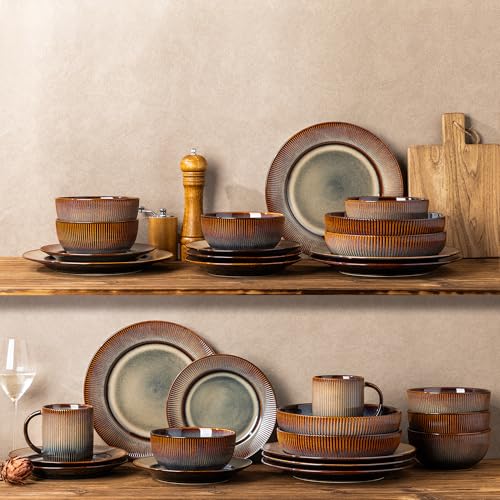 8.5" Ceramic Pasta Bowls Set of 4, Salad Bowls | Versatile Serving Bowls for Pasta, Salad, Fruit & Noodles, Housewarming & Wedding Gift, Cocoa Mocha - color: Cocoa Mocha, size: 8.5 Inch