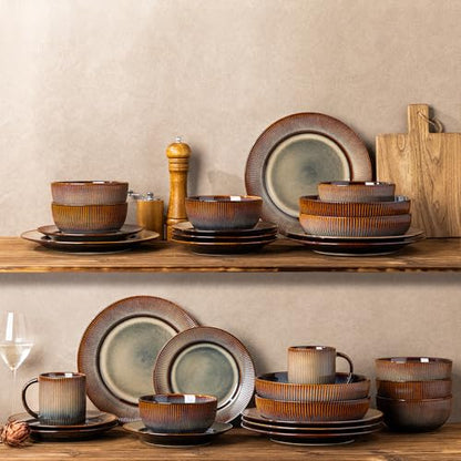 8.5" Ceramic Pasta Bowls Set of 4, Salad Bowls | Versatile Serving Bowls for Pasta, Salad, Fruit & Noodles, Housewarming & Wedding Gift, Cocoa Mocha - color: Cocoa Mocha, size: 8.5 Inch