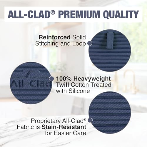 All-Clad Premium Pot Holder & Hot Pad: Heat Resistant to 500 Degrees - 100% Cotton, 10"x6.25" Hot Pad for Kitchen and Barbeque, (1-Pack) - color: Indigo, size: 1 Pack