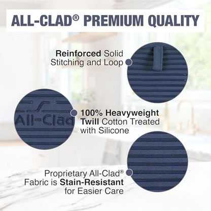 All-Clad Premium Pot Holder & Hot Pad: Heat Resistant to 500 Degrees - 100% Cotton, 10"x6.25" Hot Pad for Kitchen and Barbeque, (1-Pack) - color: Indigo, size: 1 Pack