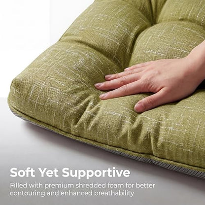 Chair Cushions for Dining Chairs Set of 4,Upgraded Silicone Non-Slip Bottom | Kitchen Chair Cushions with Ties, Premium Shredded Memory Foam Chair Pads,15.5" x 15.5" x 3.5"Green - color: Green