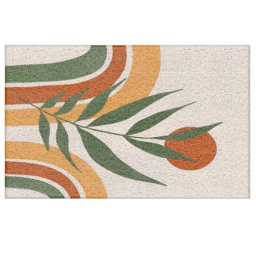 Boho Door Mat, Abstract Boho Terracota Sun Rainbow Botanical Doormat Non-Slip for Front Door Porch Indoor Outside Entrance Entryway, Mid Century Modern Welcome Mat, 17x30 Inch - color: Boho-04